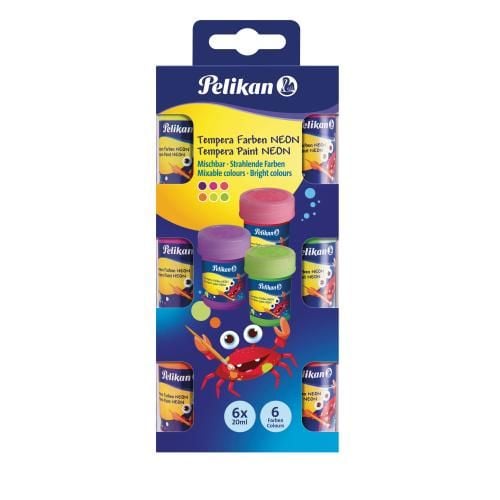 Produktbild: Pelikan Temperafarben NEON, 6 Schulmalfarben je 20ml