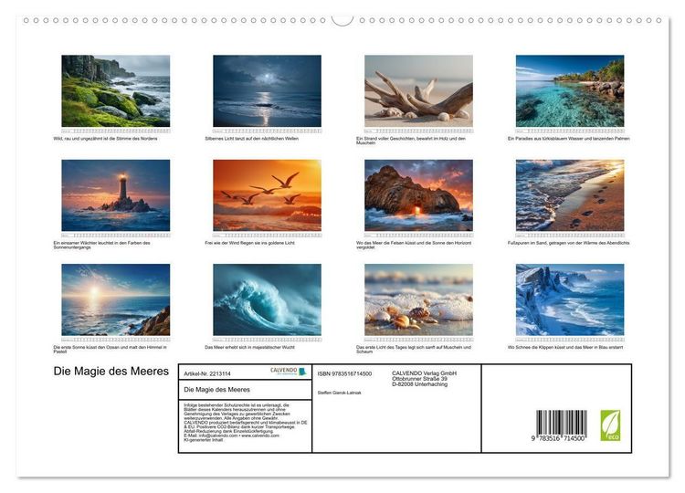 Produktbild: Die Magie des Meeres (hochwertiger Premium Wandkalender 2026 DIN A2 quer), Kunstdruck in Hochglanz