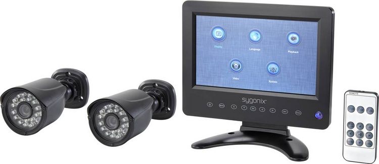 Produktbild: Sygonix SY-4600588 AHD &Uuml;berwachungskamera-Set 2-Kanal mit 2 Kameras 1280 x 720 Pixel