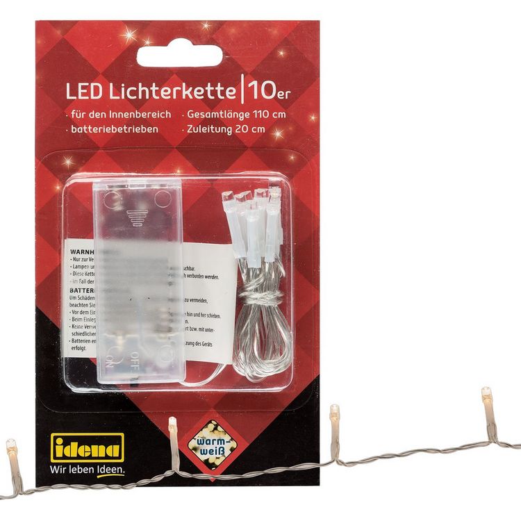 Produktbild: Idena Lichterkette 10 LED warmwei&szlig; 1,1m