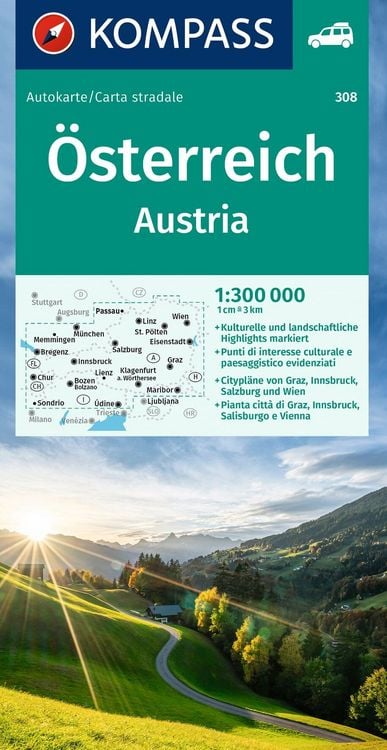 Produktbild: KOMPASS Autokarte &Ouml;sterreich 1:300.000