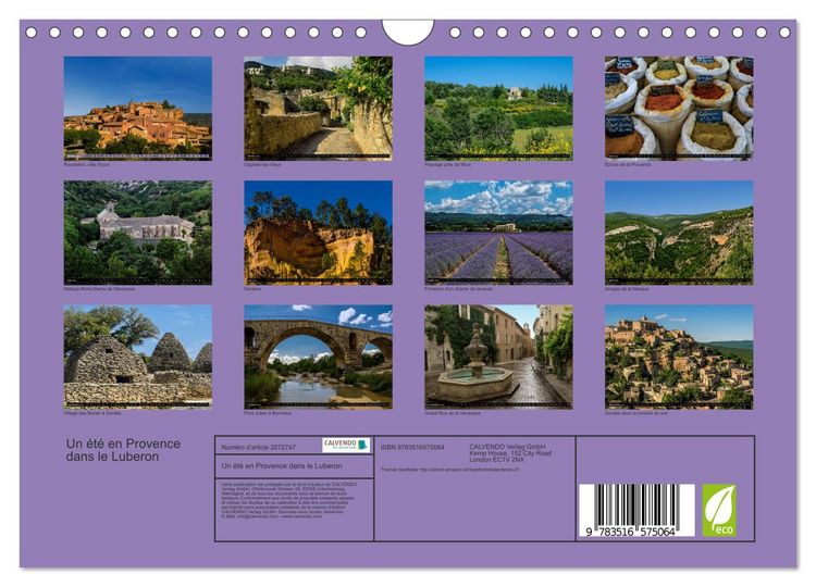 Produktbild: Un &eacute;t&eacute; en Provence dans le Luberon (Calendrier mural 2026 DIN A4 vertical), CALVENDO calendrier mensuel