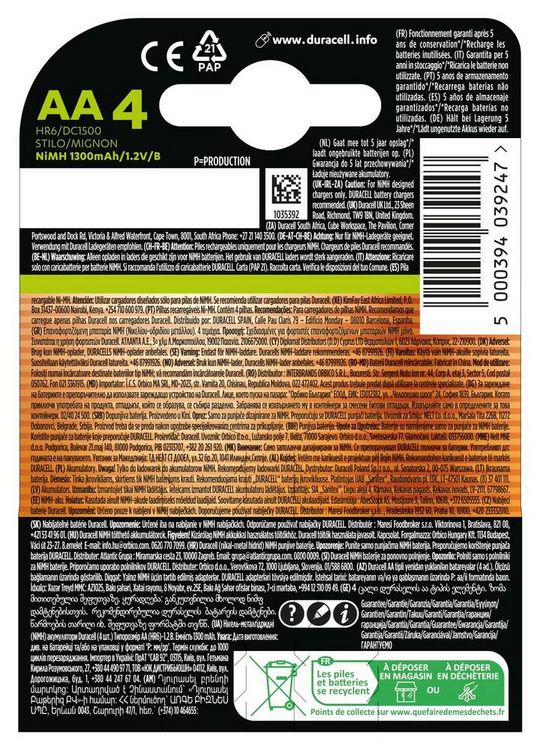 Produktbild: Duracell Mignon (AA)-Akku NiMH 1300 mAh 1.2V 1St.