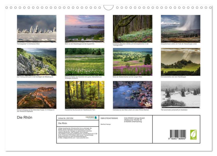 Produktbild: Die Rh&ouml;n (Wandkalender 2026 DIN A3 quer), CALVENDO Monatskalender