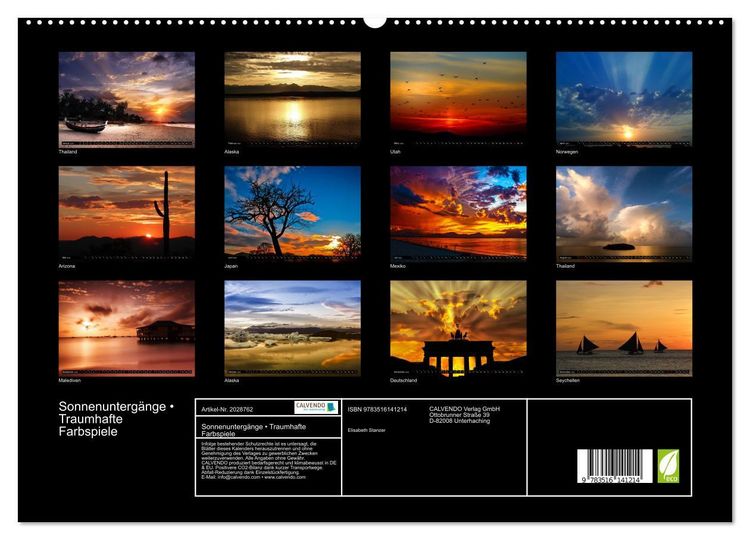 Produktbild: Sonnenunterg&auml;nge &bull; Traumhafte Farbspiele (hochwertiger Premium Wandkalender 2026 DIN A2 quer), Kunstdruck in Hochglanz