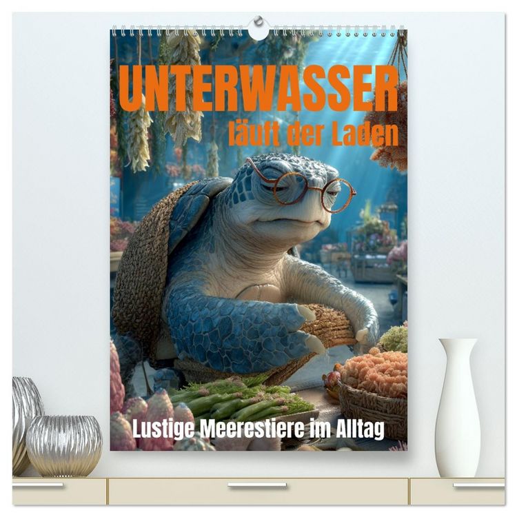 Produktbild: UNTERWASSER l&auml;uft der Laden - lustige Meerestiere im Alltag (hochwertiger Premium Wandkalender 2026 DIN A2 hoch), Kunstdruck in Hochglanz