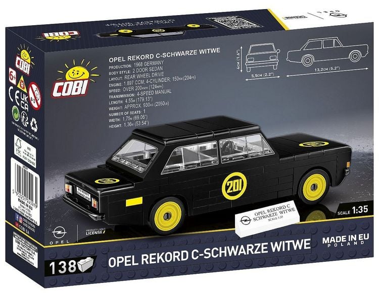 Produktbild: COBI Youngtimer 24597 - Opel Rekord C-Schwarze Witwe, Bausatz, 1:35, 138 Bauteile