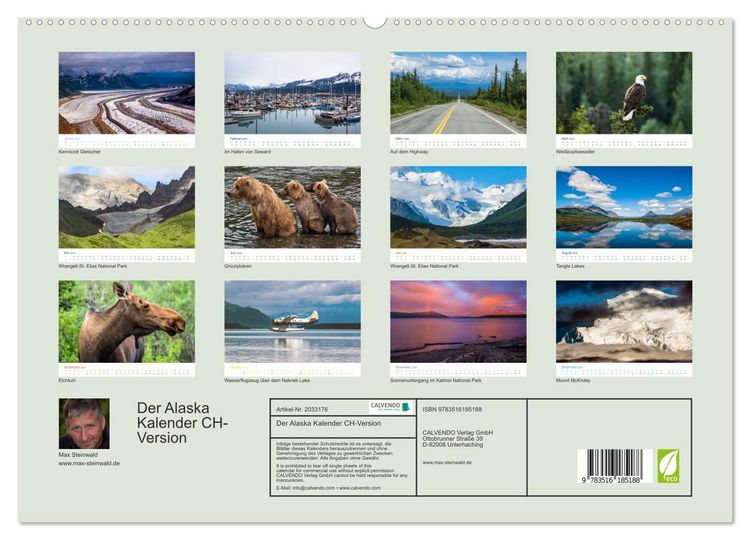 Produktbild: Der Alaska Kalender CH-Version (hochwertiger Premium Wandkalender 2026 DIN A2 quer), Kunstdruck in Hochglanz