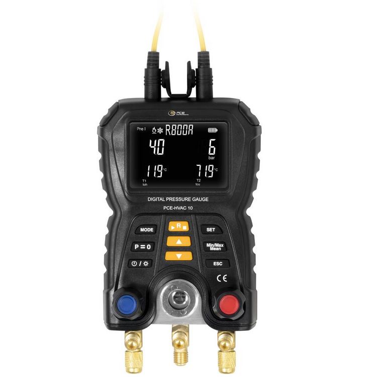 Produktbild: PCE Instruments PCE-HVAC 10 Differenz-Druckmessger&auml;t Druck, Temperatur -1 - 60 bar mit Temperaturmessfunktion, Externer Sensor