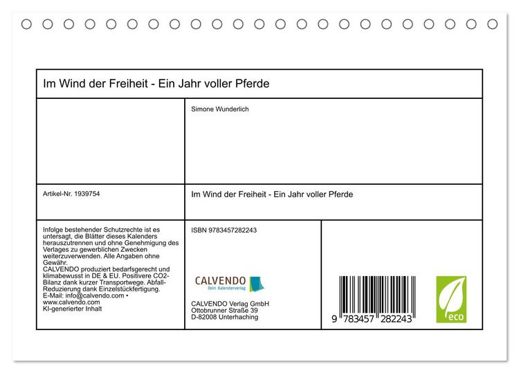 Produktbild: Im Wind der Freiheit - Ein Jahr voller Pferde (Tischkalender 2026 DIN A5 quer), CALVENDO Monatskalender