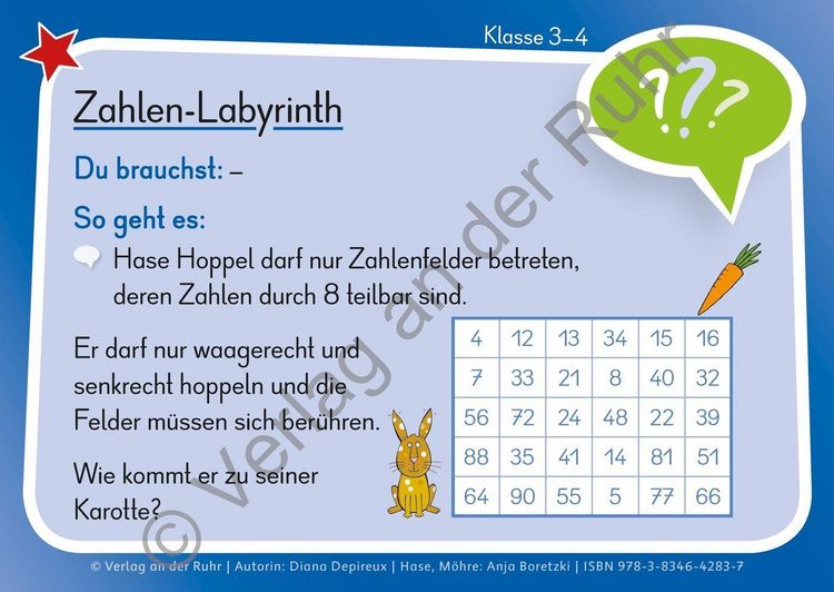 Produktbild: Eine Kartei f&uuml;r den Matheunterricht &ndash; Klasse 3/4