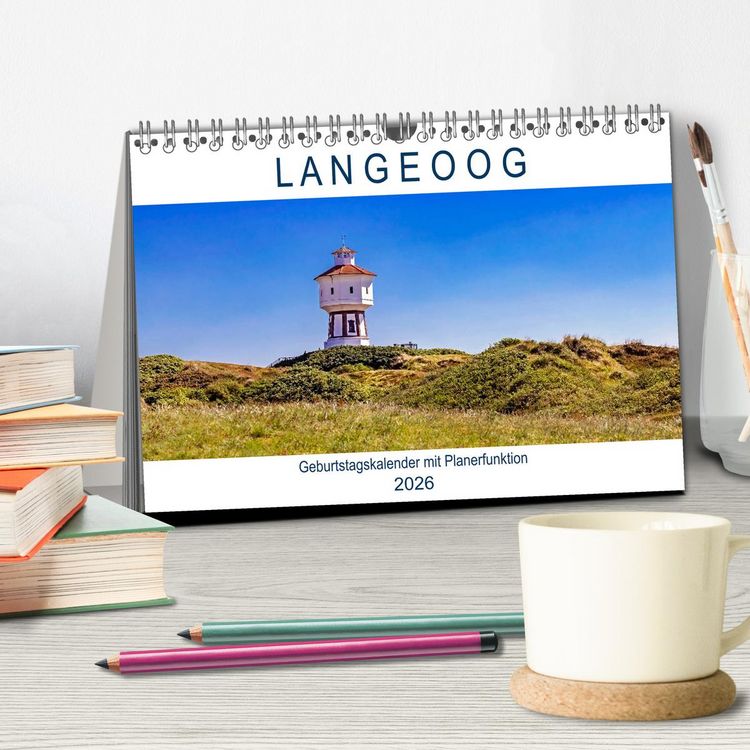 Produktbild: Langeoog Geburtstagskalender (Tischkalender 2026 DIN A5 quer), CALVENDO Monatskalender