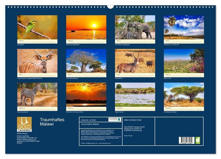 Produktbild: Traumhaftes Malawi (Wandkalender 2027 DIN A2 quer), CALVENDO Monatskalender