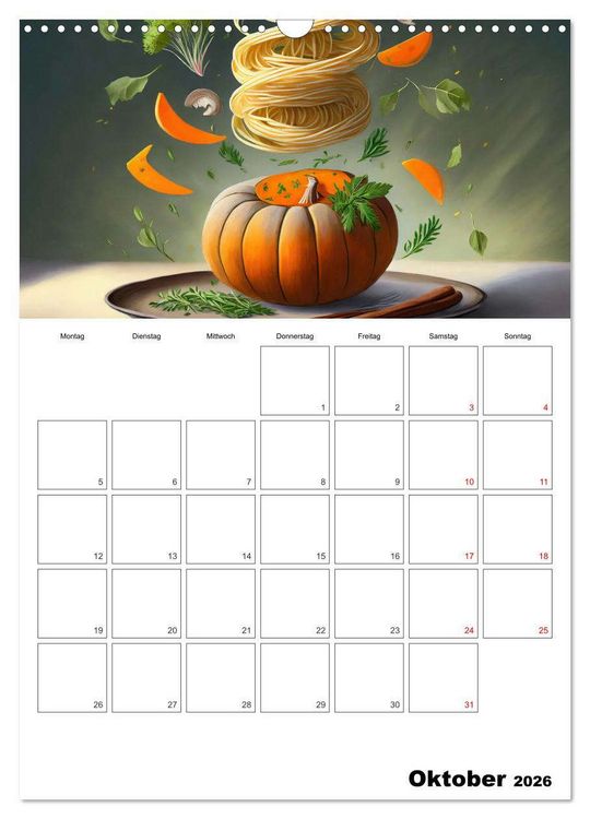 Produktbild: Nudelgerichte einmal anders serviert (Wandkalender 2026 DIN A3 hoch), CALVENDO Monatskalender