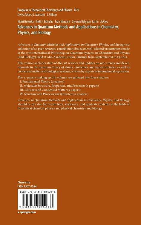 Produktbild: Advances in Quantum Methods and Applications in Chemistry, Physics, and Biology
