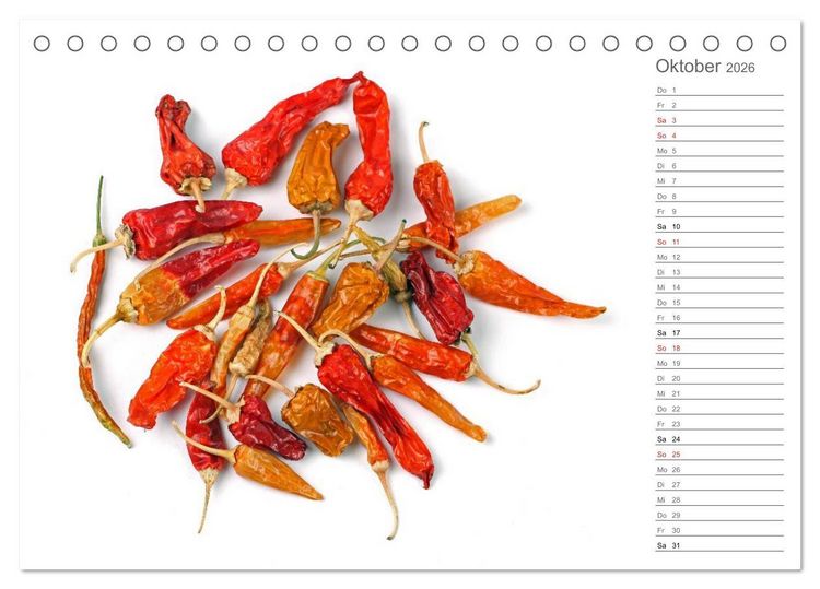 Produktbild: Echt scharf - Der Chili-K&uuml;chen-Planer (Tischkalender 2026 DIN A5 quer), CALVENDO Monatskalender