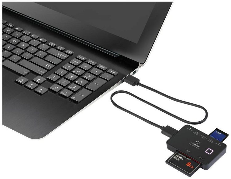 Produktbild: Renkforce Externer Speicherkartenleser Micro-USB B (USB 3.2 Gen 1) Schwarz