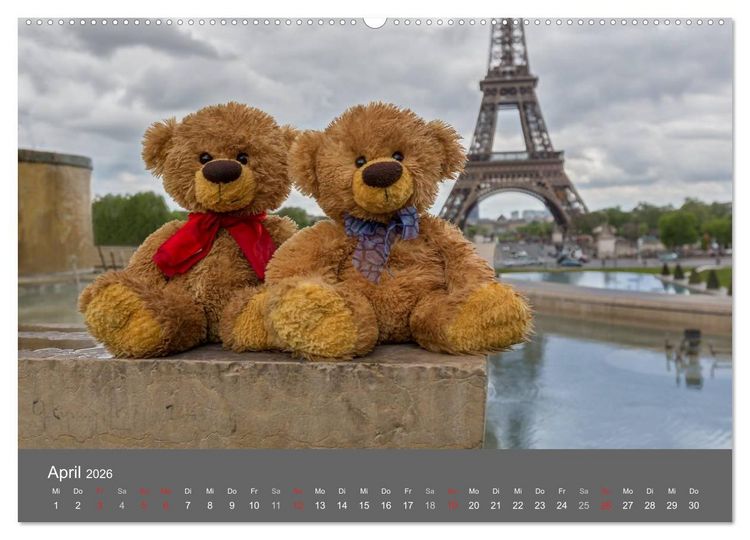 Produktbild: Travelling Teddy 2026 (hochwertiger Premium Wandkalender 2026 DIN A2 quer), Kunstdruck in Hochglanz
