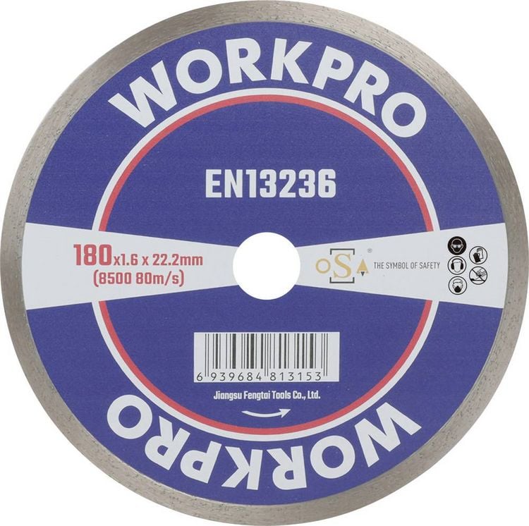 Produktbild: WorkPro GSOSCR-3 Diamanttrennscheibe 180 mm 1 St. Keramik, Porzellan, Marmor, Mauerwerk, Glas, Kalkstein, Granit, Naturstein, Sandstein