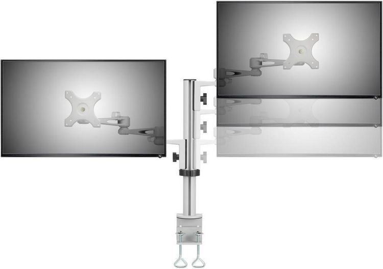 Produktbild: SpeaKa Professional SP-5986112 Monitor-Tischhalterung 2 Display(s) 33,0cm (13\") - 68,6cm (27\") Grau H&ouml;henverstellbar, Neigbar