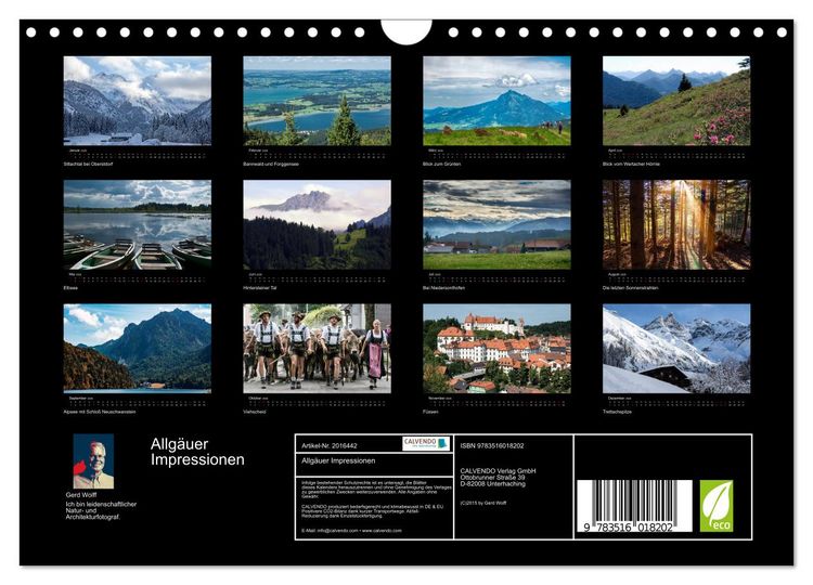 Produktbild: Allg&auml;uer Impressionen (Wandkalender 2026 DIN A4 quer), CALVENDO Monatskalender