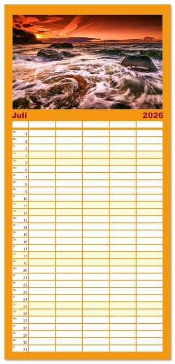 Produktbild: Familienplaner 2026 - Ostseesteine mit 5 Spalten (Wandkalender, 21 x 45 cm) CALVENDO
