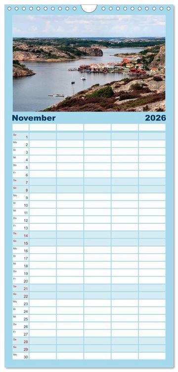 Produktbild: Familienplaner 2026 - Wundervolles Schweden mit 5 Spalten (Wandkalender, 21 x 45 cm) CALVENDO