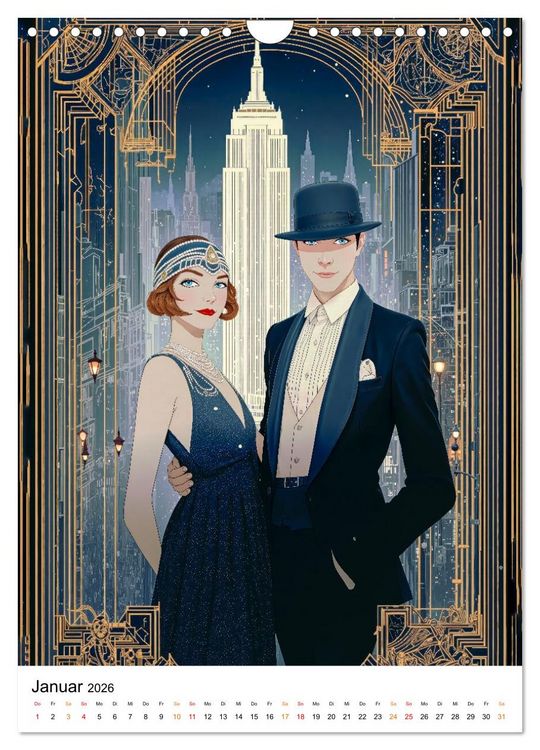 Produktbild: Art Deco - Glamour, Geometrie und Goldstaub (Wandkalender 2026 DIN A4 hoch), CALVENDO Monatskalender