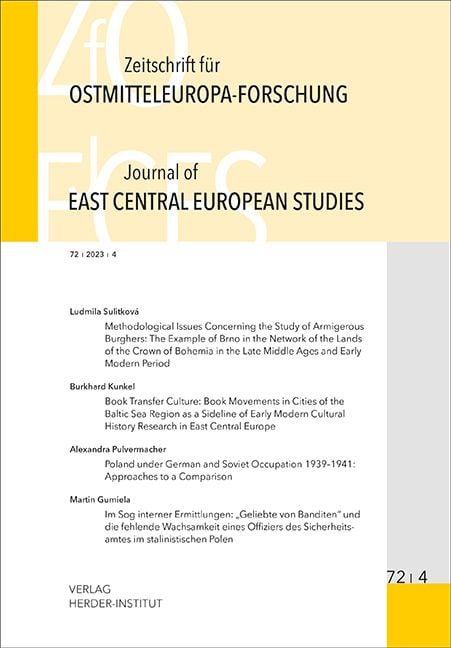 Produktbild: Zeitschrift f&uuml;r Ostmitteleuropa-Forschung (ZfO) 72/4 / Journal of East Central European Studies (JECES) 72/4