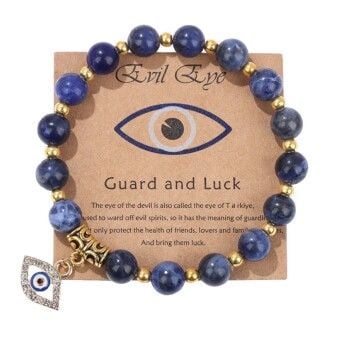 Produktbild: Armband "Evil Eye", mit Sodalit- und Resinperlen, &Oslash;6-12cm (18-34cm), elastisch