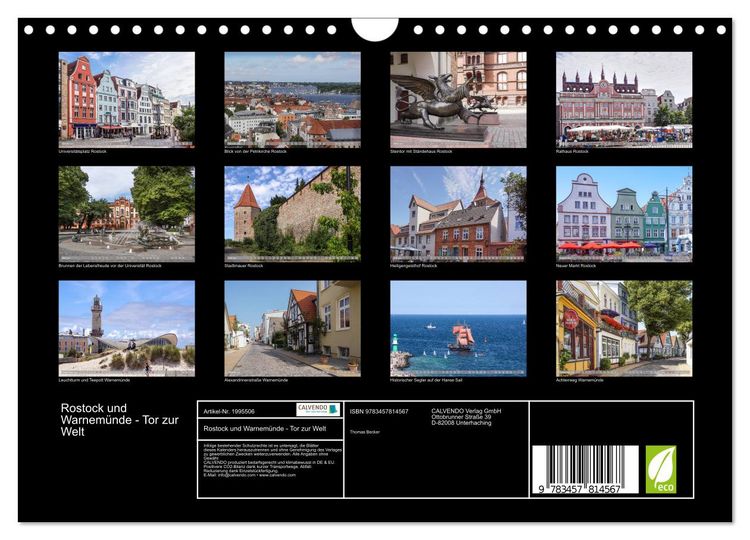 Produktbild: Rostock und Warnem&uuml;nde - Tor zur Welt (Wandkalender 2026 DIN A4 quer), CALVENDO Monatskalender