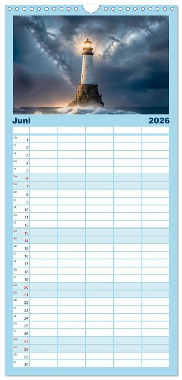 Produktbild: Familienplaner 2026 - Nach Hause finden, die Leuchtt&uuml;rme mit 5 Spalten (Wandkalender, 21 x 45 cm) CALVENDO