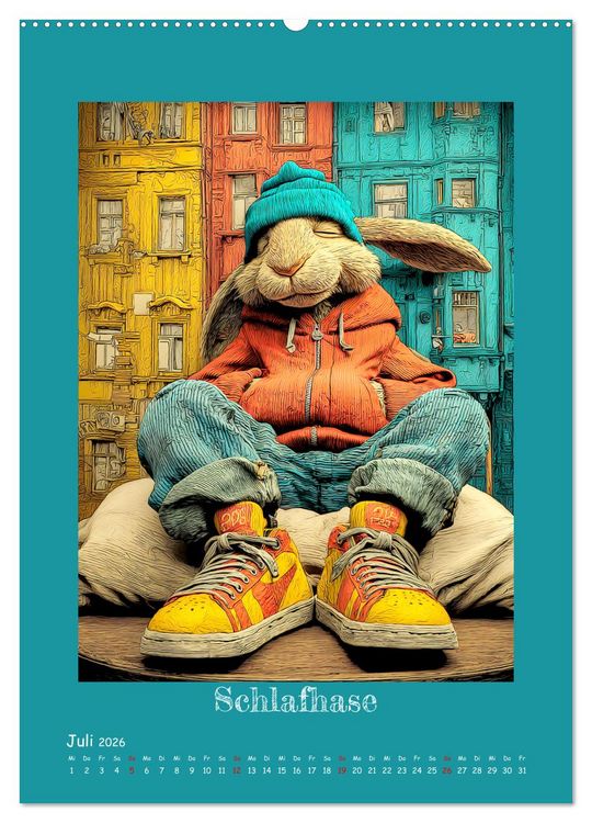 Produktbild: Urban Rabbits. Coole Stadthasen mit Charakter (hochwertiger Premium Wandkalender 2026 DIN A2 hoch), Kunstdruck in Hochglanz