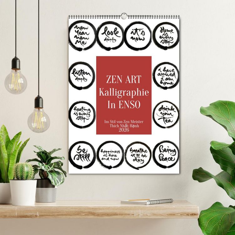 Produktbild: Zen Art Kalligraphie inspiriert von Zen-Meister Th&iacute;ch Nhất Hạnh (Wandkalender 2026 DIN A2 hoch), CALVENDO Monatskalender