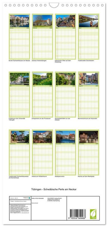 Produktbild: Familienplaner 2026 - T&uuml;bingen - Schw&auml;bische Perle am Neckar mit 5 Spalten (Wandkalender, 21 x 45 cm) CALVENDO