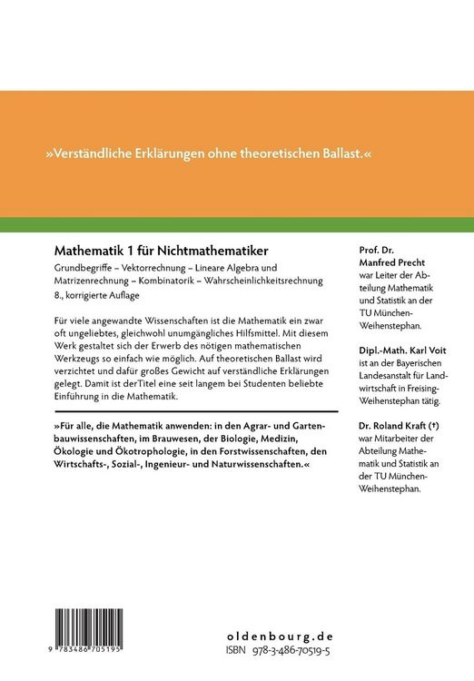 Produktbild: Mathematik 1 f&uuml;r Nichtmathematiker