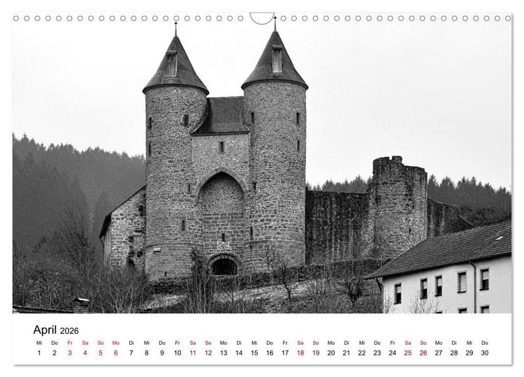 Produktbild: Burgen in schwarzwei&szlig; - Wie aus alten Zeiten (Wandkalender 2026 DIN A3 quer), CALVENDO Monatskalender