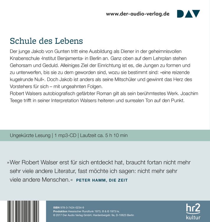 Produktbild: Jakob von Gunten. Ein Tagebuch