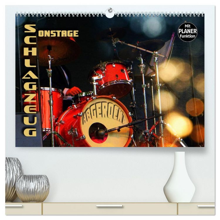 Produktbild: Schlagzeug onstage - "abgerockt" (hochwertiger Premium Wandkalender 2026 DIN A2 quer), Kunstdruck in Hochglanz