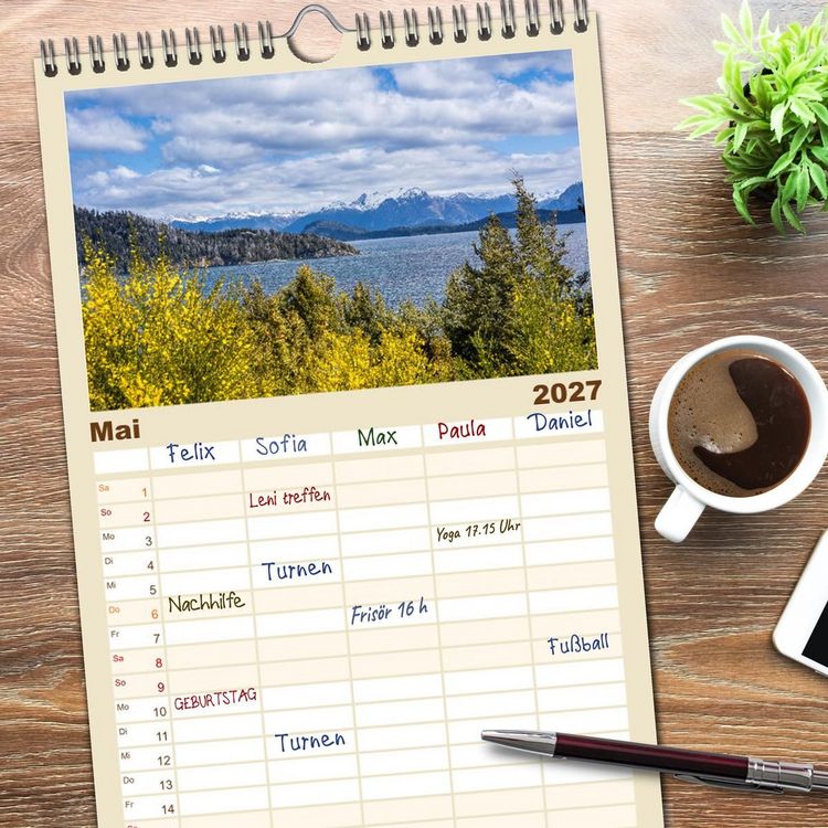Produktbild: Familienplaner 2027 - Patagonien - Eine Landschaft der Kontraste mit 5 Spalten (Wandkalender, 21 x 45 cm) CALVENDO