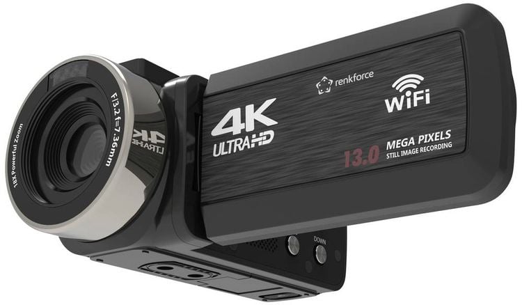Produktbild: Renkforce RF-5798910 4K Camcorder 7.6cm 3 Zoll 13 Megapixel Schwarz