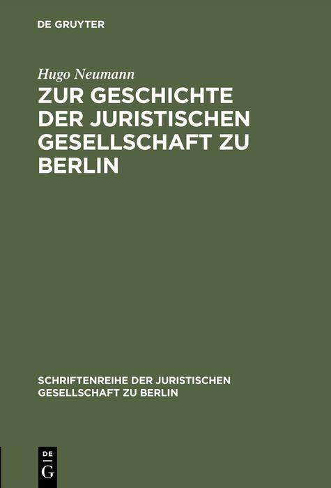 Produktbild: Zur Geschichte der Juristischen Gesellschaft zu Berlin