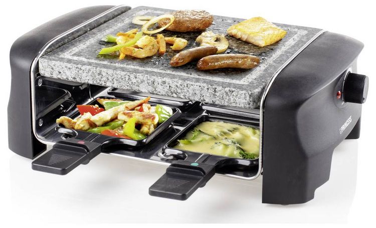 Produktbild: Princess 01.162810.01.001 Raclette 4Pf&auml;nnchen, Antihaftbeschichtung, mit Grillstein Schwarz