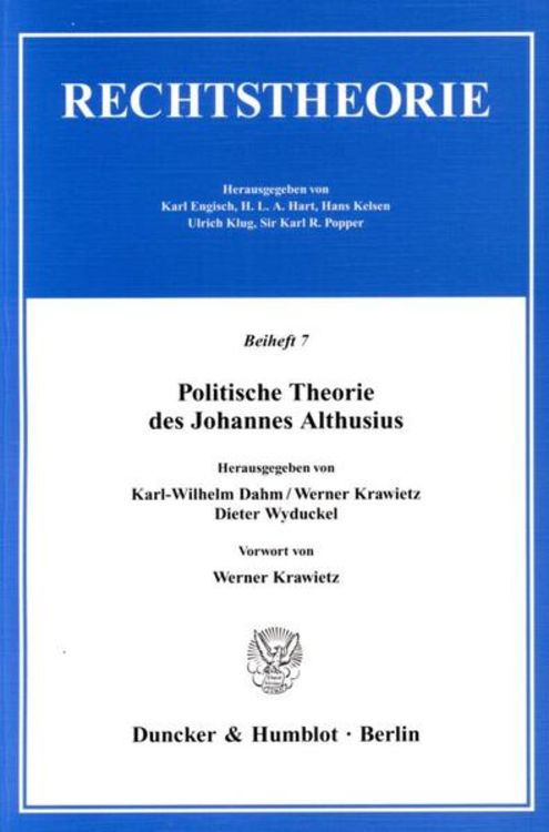 Produktbild: Politische Theorie des Johannes Althusius.