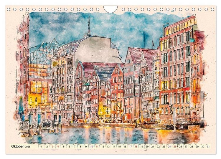 Produktbild: Hamburg - malerische Metropole (Wandkalender 2026 DIN A4 quer), CALVENDO Monatskalender