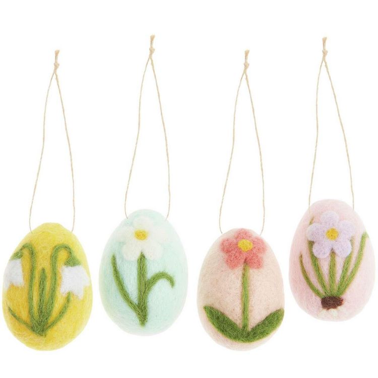 Produktbild: Aufh&auml;nger Filz-Osterei Blumendesign, 4 St&uuml;ck, 6 x 4cm