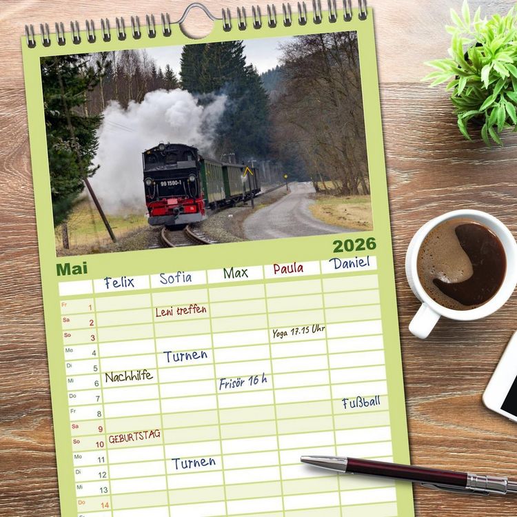 Produktbild: Familienplaner 2026 - Dampf im Pressnitztal mit 5 Spalten (Wandkalender, 21 x 45 cm) CALVENDO