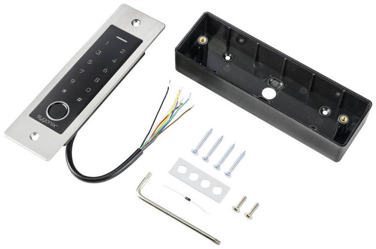 Produktbild: Sygonix SY-5231014 Fingerprint/RFID Zugangssystem Unterputz 12 V/DC, 18 V/DC IP55 mit beleuchteter Tastatur