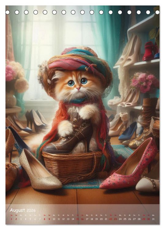Produktbild: Katzen im Boho-Look - Ein Jahr voller Vielfalt und Charme mit niedlichen Samtpfoten (Tischkalender 2026 DIN A5 hoch), CALVENDO Monatskalender