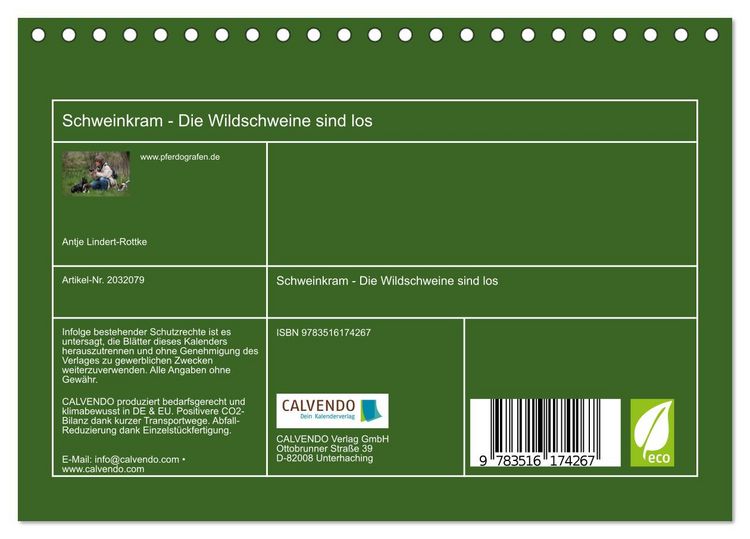 Produktbild: Schweinkram - Die Wildschweine sind los (Tischkalender 2026 DIN A5 quer), CALVENDO Monatskalender